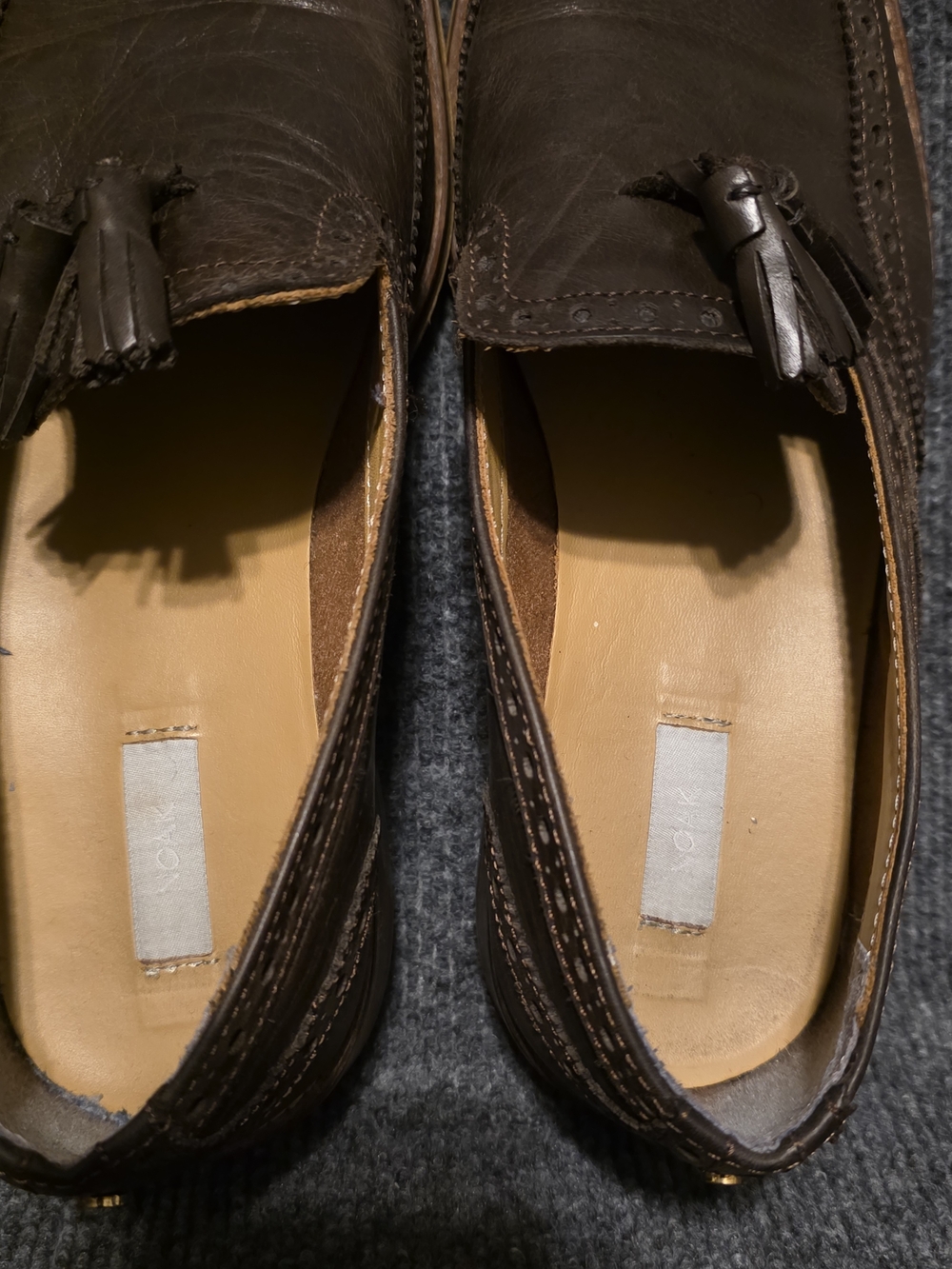 NOAK Men's Brown Leather Tassel Loafers Brogue Dress Shoes Size 10 - Picture 6 of 7